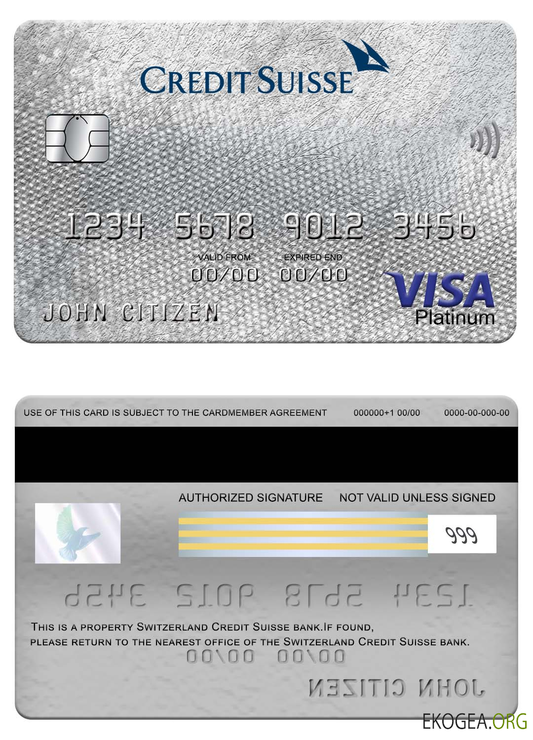 Suisse Carte Visa Platinum de la banque Credit Suisse